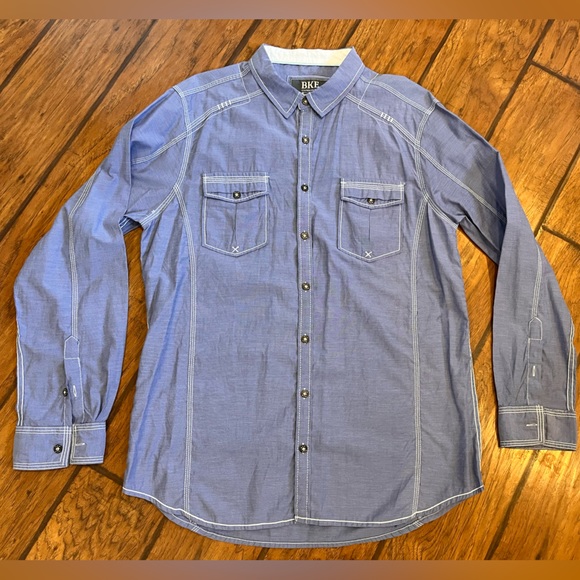 BKE western men’s shirt XL button down up blue purple lightweight cowboy nice! - Picture 1 of 10